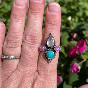 Moonstone and Turquoise Ring